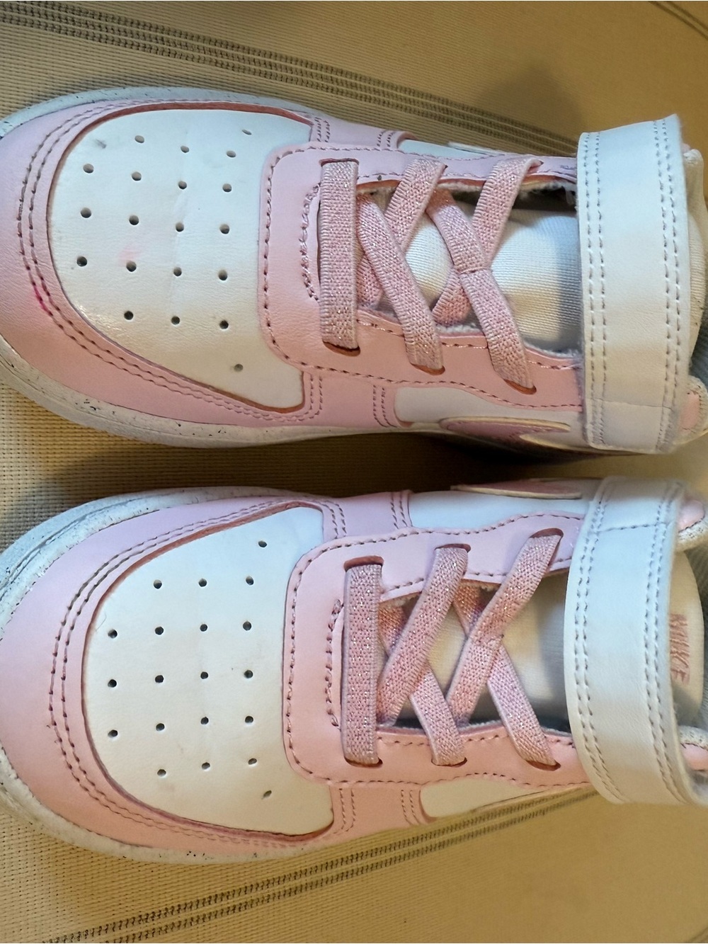 Nike Kids White and Light Pink Velcro Sneakers - Picture 6 of 7